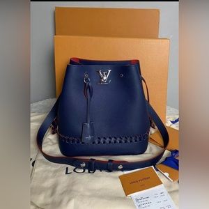 Louis Vuitton Lockme Bucket Calfskin Navy Blue Red SOLD